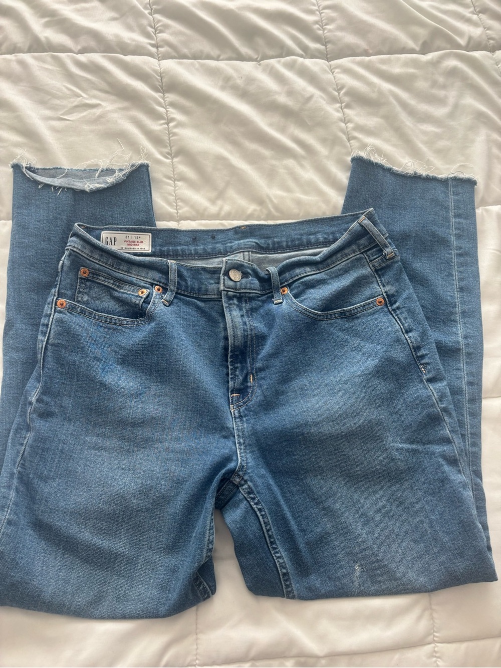 GAP Light Blue Cropped Straight-Leg Jeans